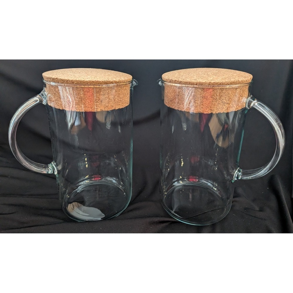 set of 2 pitchers with cork lids 51oz